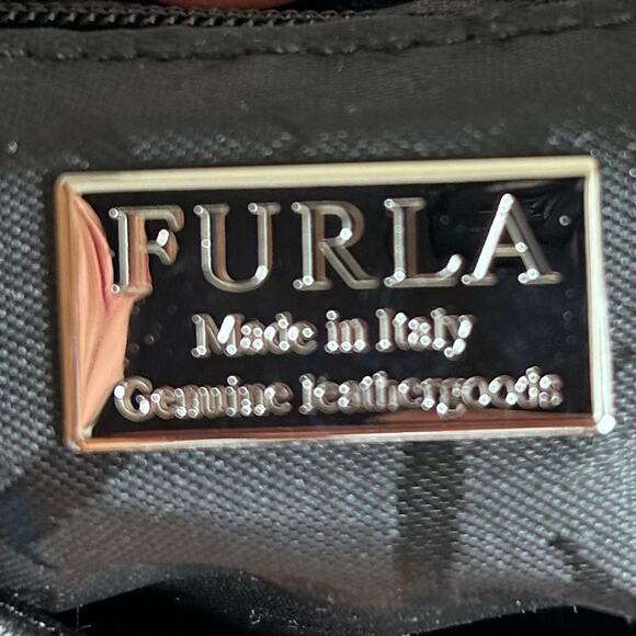 FURLA shoulder bag black baguette short top handle chrome hardware Lutetia‎ NWT - Picture 5 of 13